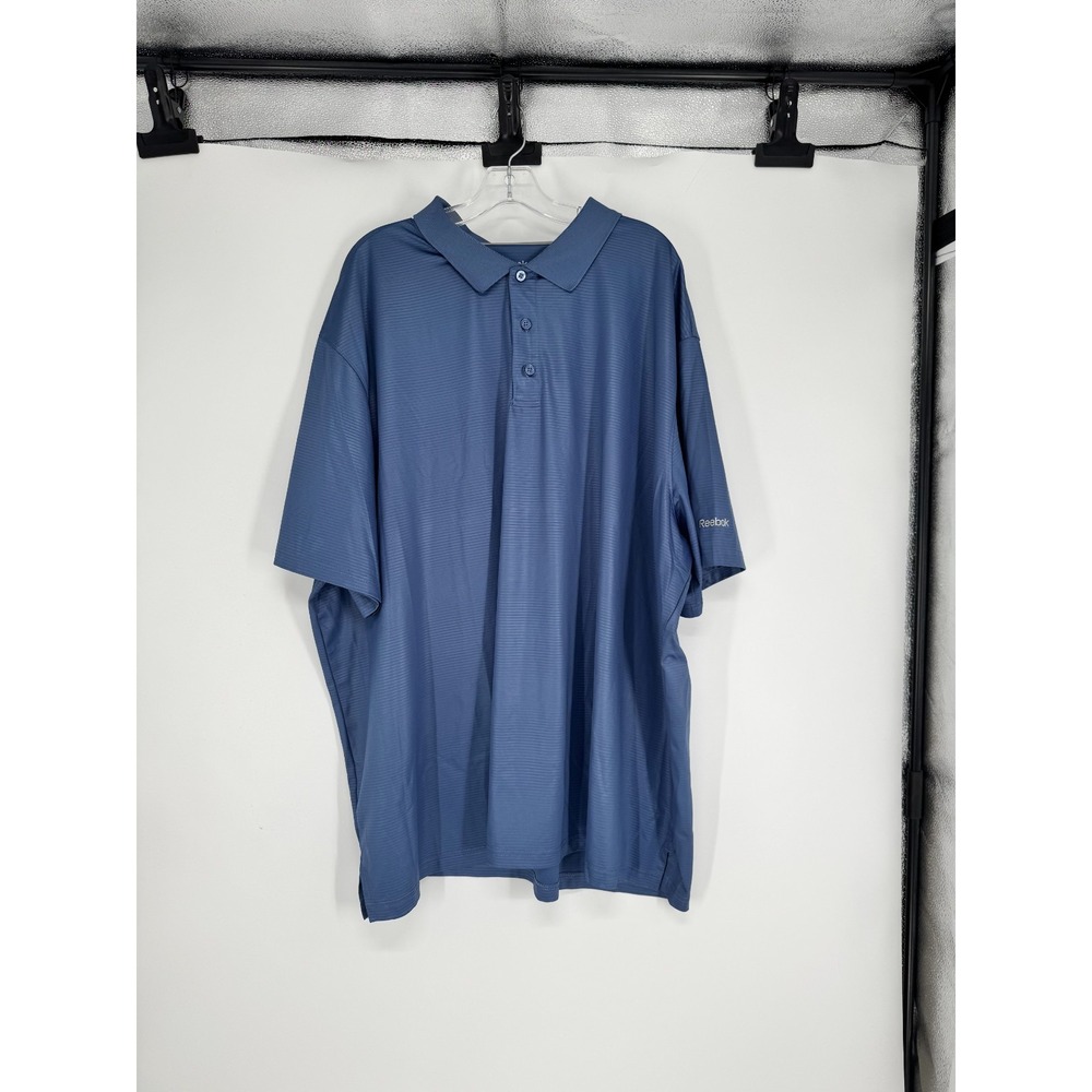 Reebok Golf Polo Shirt Mens 4XL Blue Striped Short Sleeve Performance Collared